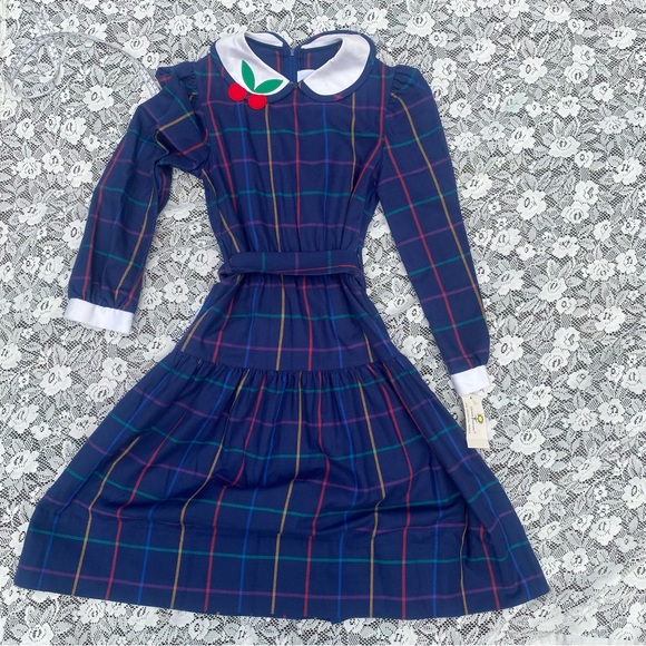 New NWT Florence Eiseman kids long sleeve collar blue grid back to school dress - Picture 1 of 16